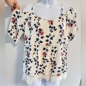 M NWT Skies Are Blue Langlock Cold Shoulder Coquette Boho Floral Lace Stitch Fix